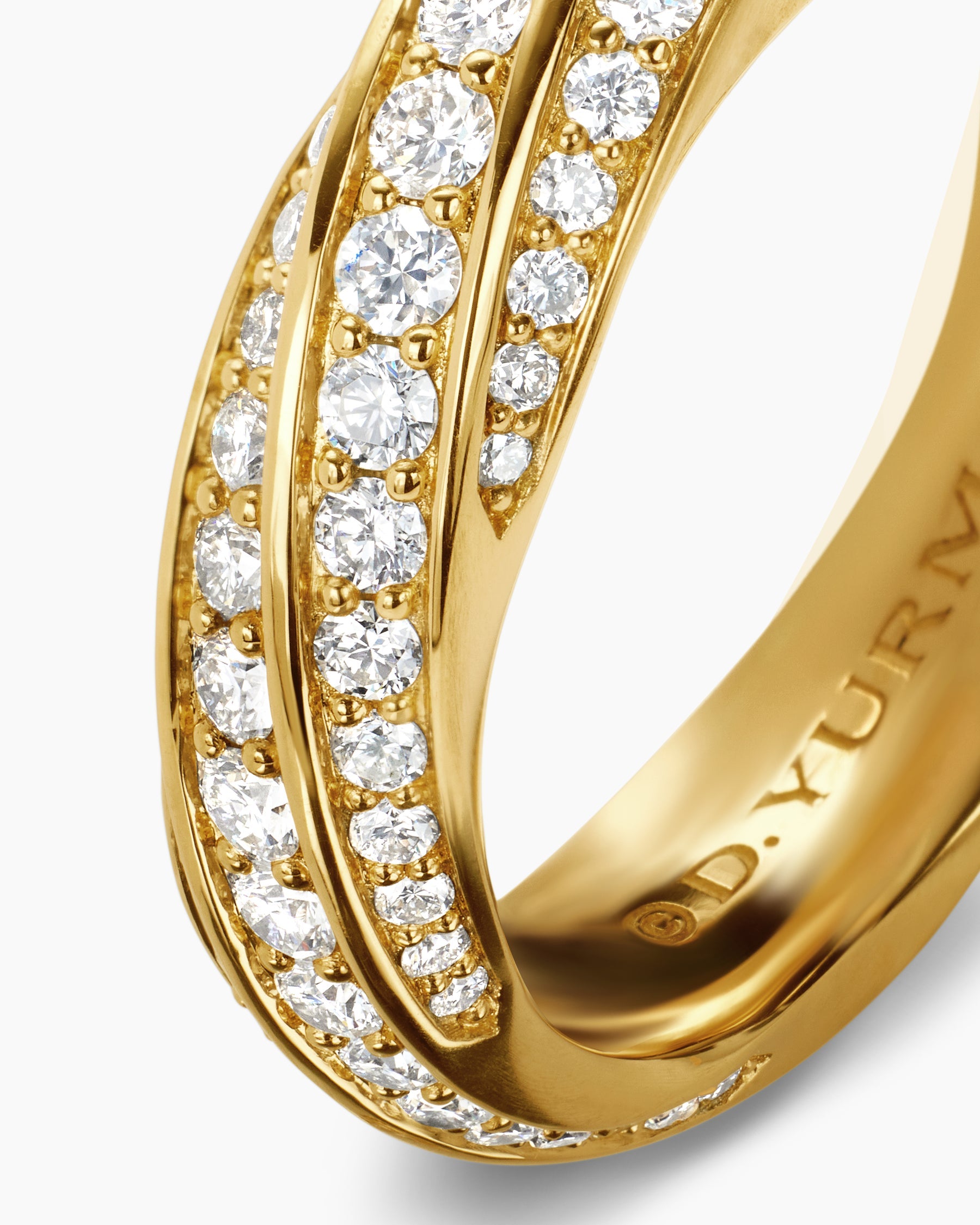 Cable Edge® Band Ring in 18K Yellow Gold with Diamonds, 6mm