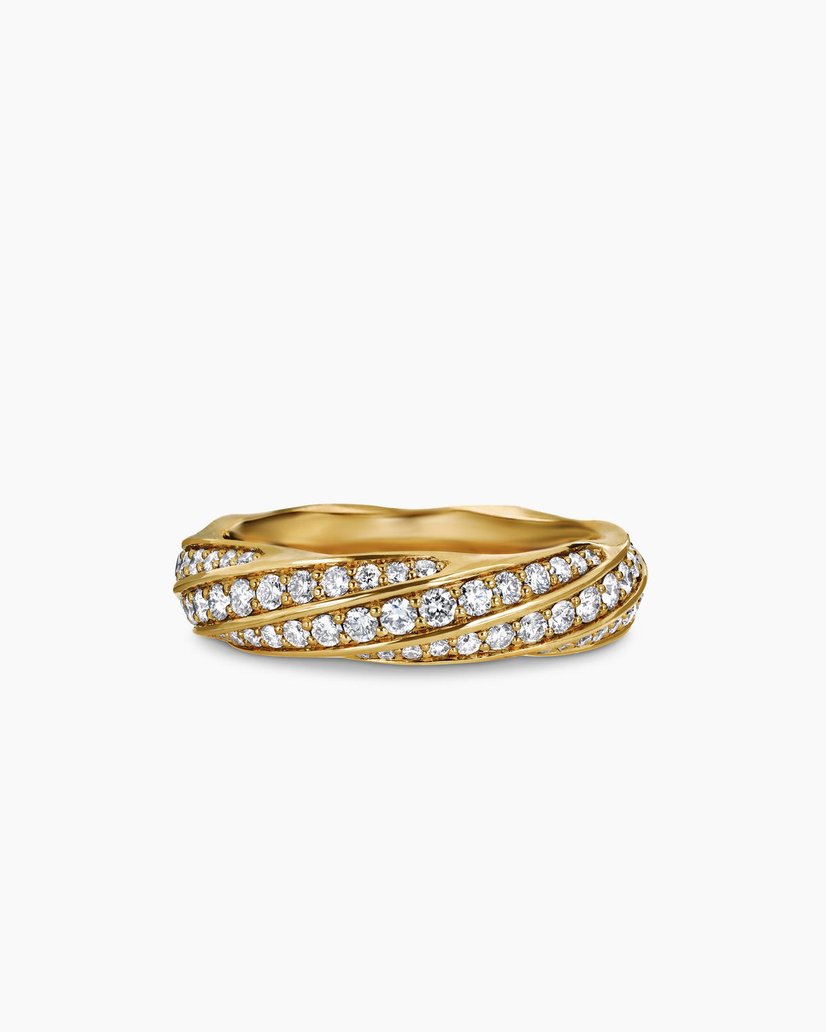 Cable Edge® Band Ring in 18K Yellow Gold with Diamonds, 6mm