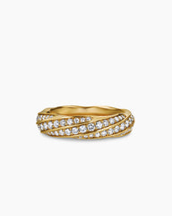 Cable Edge® Band Ring in 18K Yellow Gold with Diamonds, 6mm