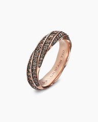 Cable Edge® Band Ring in 18K Rose Gold with Cognac Diamonds, 6mm