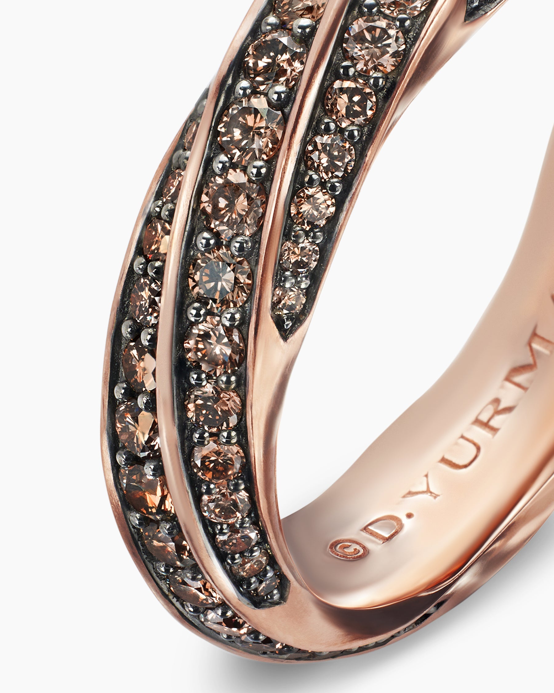 Cable Edge® Band Ring in 18K Rose Gold with Cognac Diamonds, 6mm