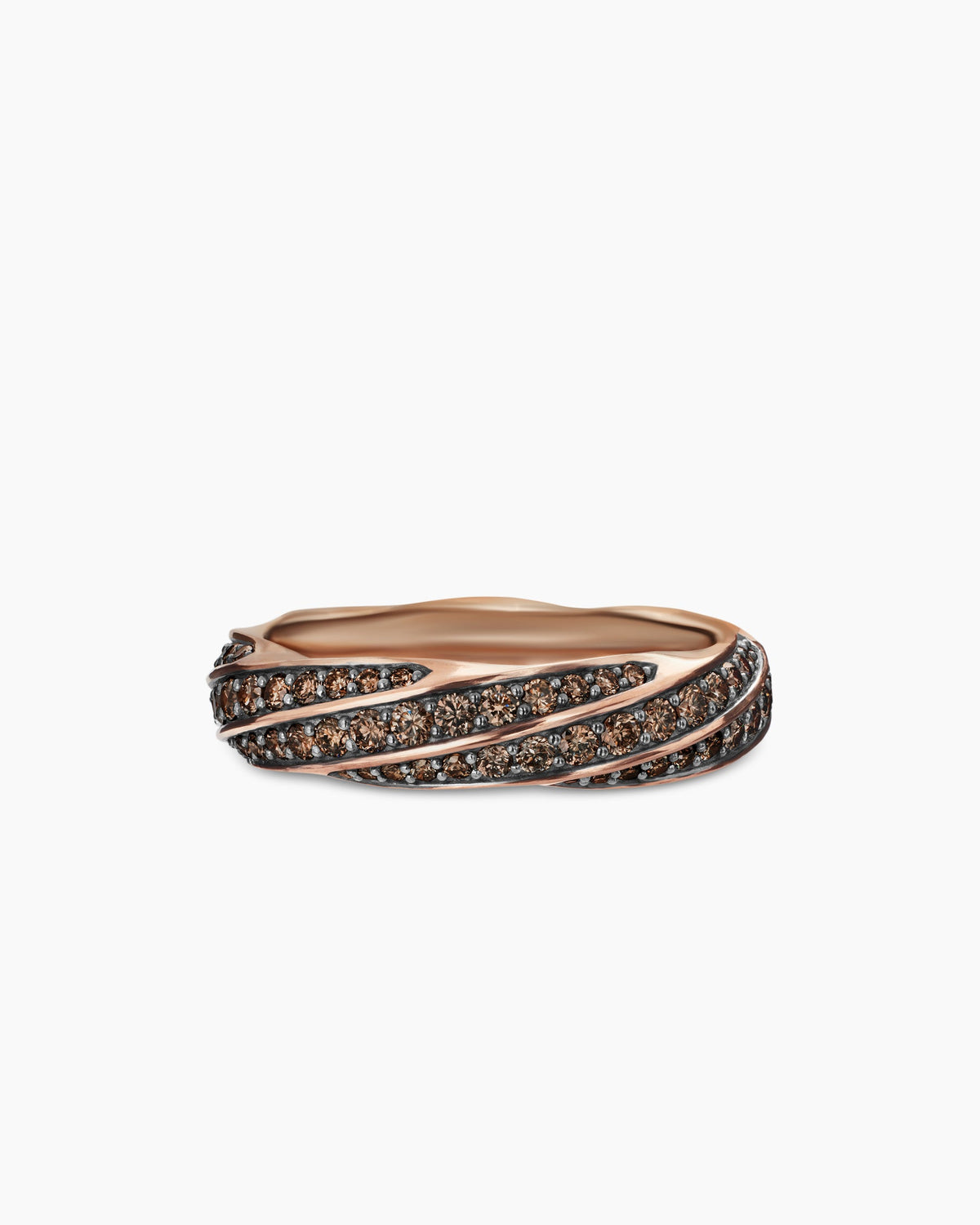 Cable Edge® Band Ring in 18K Rose Gold with Cognac Diamonds, 6mm
