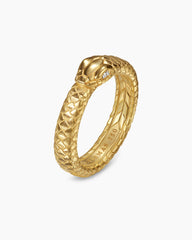 Ouroboros Band Ring in 18K Yellow Gold with Diamonds, 6mm