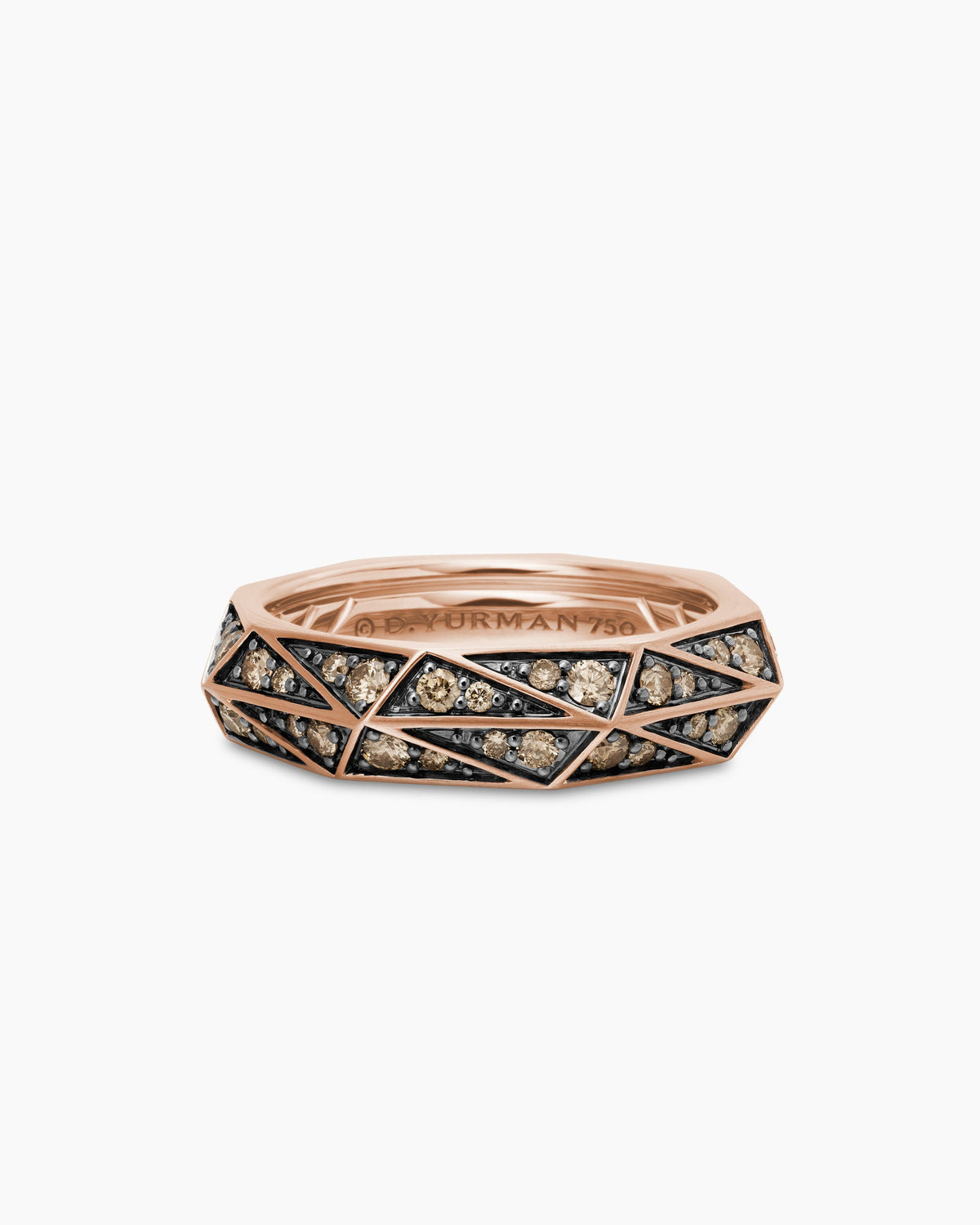 Faceted Band Ring in 18K Rose Gold with Cognac Diamonds, 6.2mm