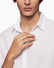 Faceted Band Ring in Sterling Silver with Diamonds, 6.2mm