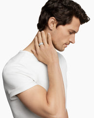 Faceted Signet Ring in Sterling Silver with Diamonds, 11.3mm