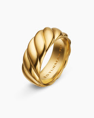 Sculpted Cable Contour Band Ring in 18K Yellow Gold, 9mm