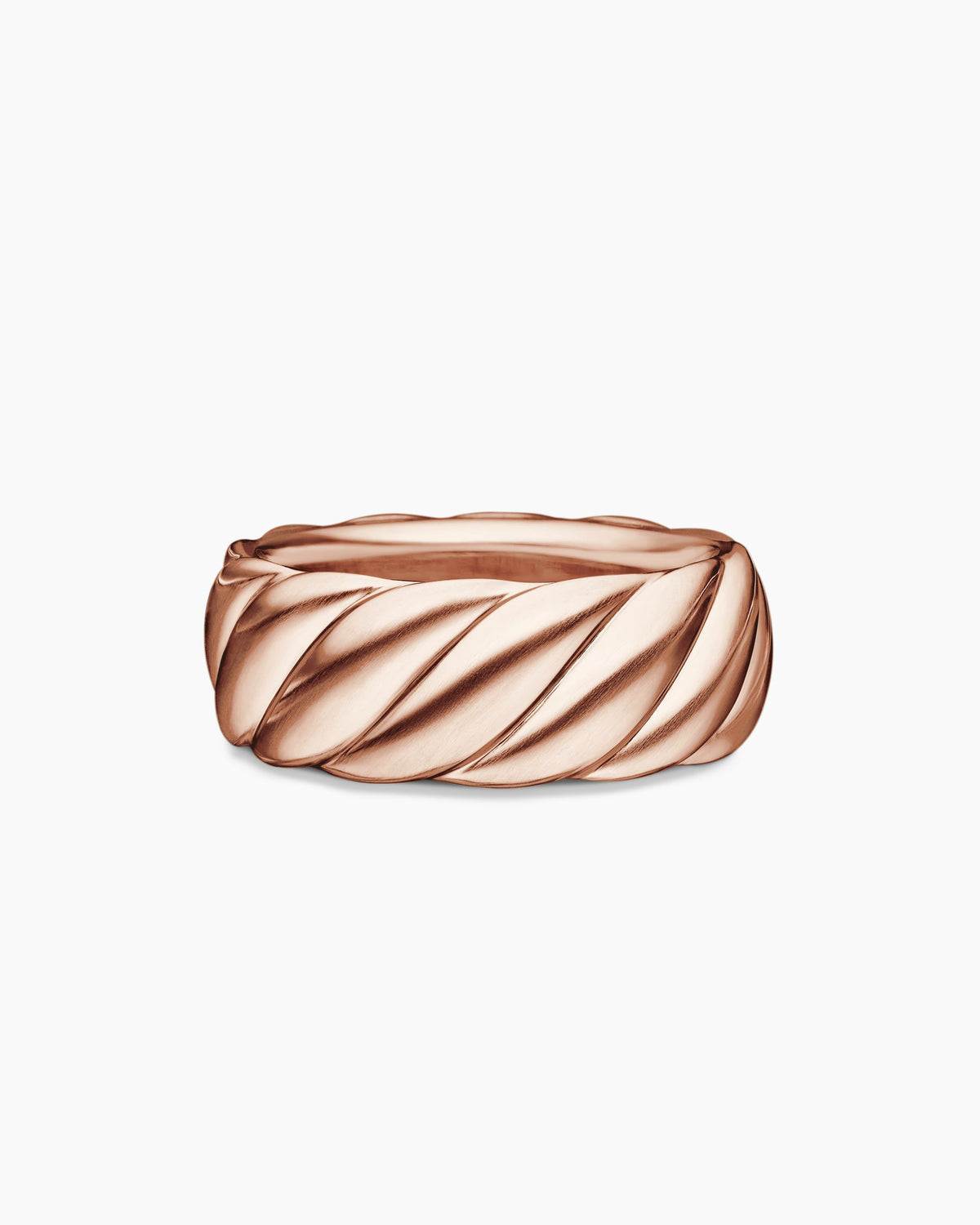 Sculpted Cable Contour Band Ring in 18K Rose Gold, 9mm