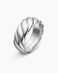 Sculpted Cable Band Ring in 18K White Gold, 9mm