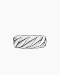 Sculpted Cable Band Ring in 18K White Gold, 9mm