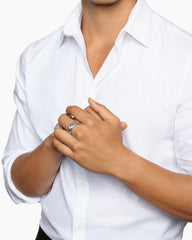 Sculpted Cable Band Ring in 18K White Gold, 9mm