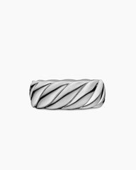 Sculpted Cable Contour Band Ring in Sterling Silver, 9mm