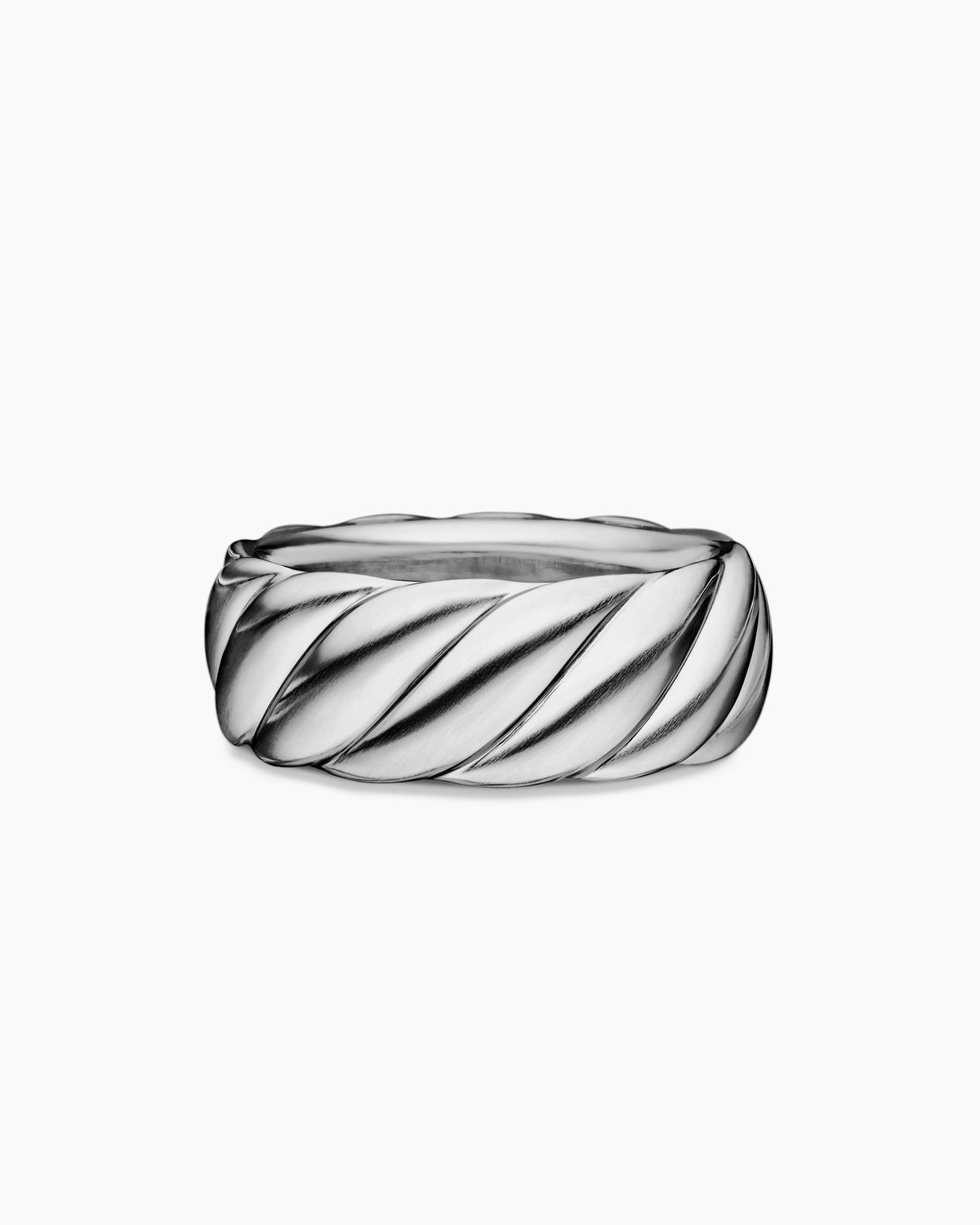 Sculpted Cable Contour Band Ring in Sterling Silver, 9mm