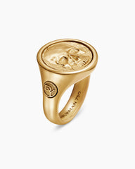 Life and Death Duality Signet Ring in 18K Yellow Gold, 20mm