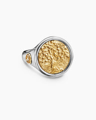 Life and Death Duality Signet Ring in Sterling Silver with 18K Yellow Gold, 20mm