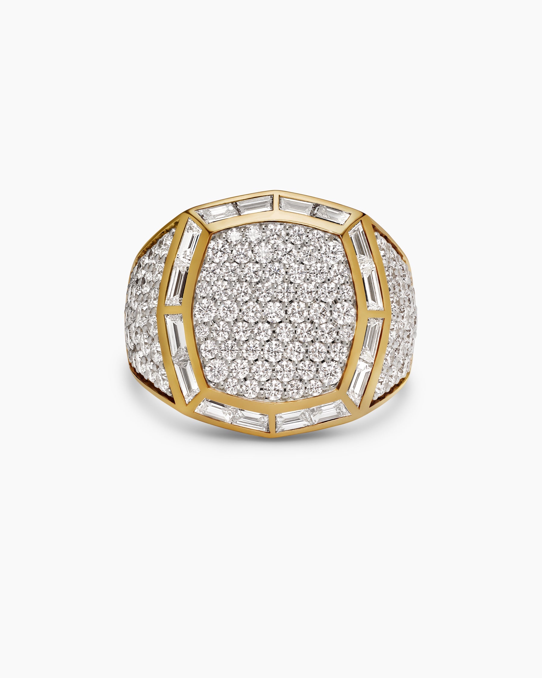 Streamline® Signet Ring in 18K Yellow Gold with Diamonds, 25mm