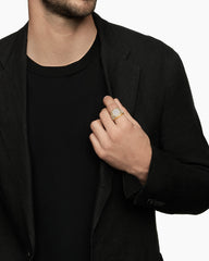 Streamline® Signet Ring in 18K Yellow Gold with Diamonds, 25mm