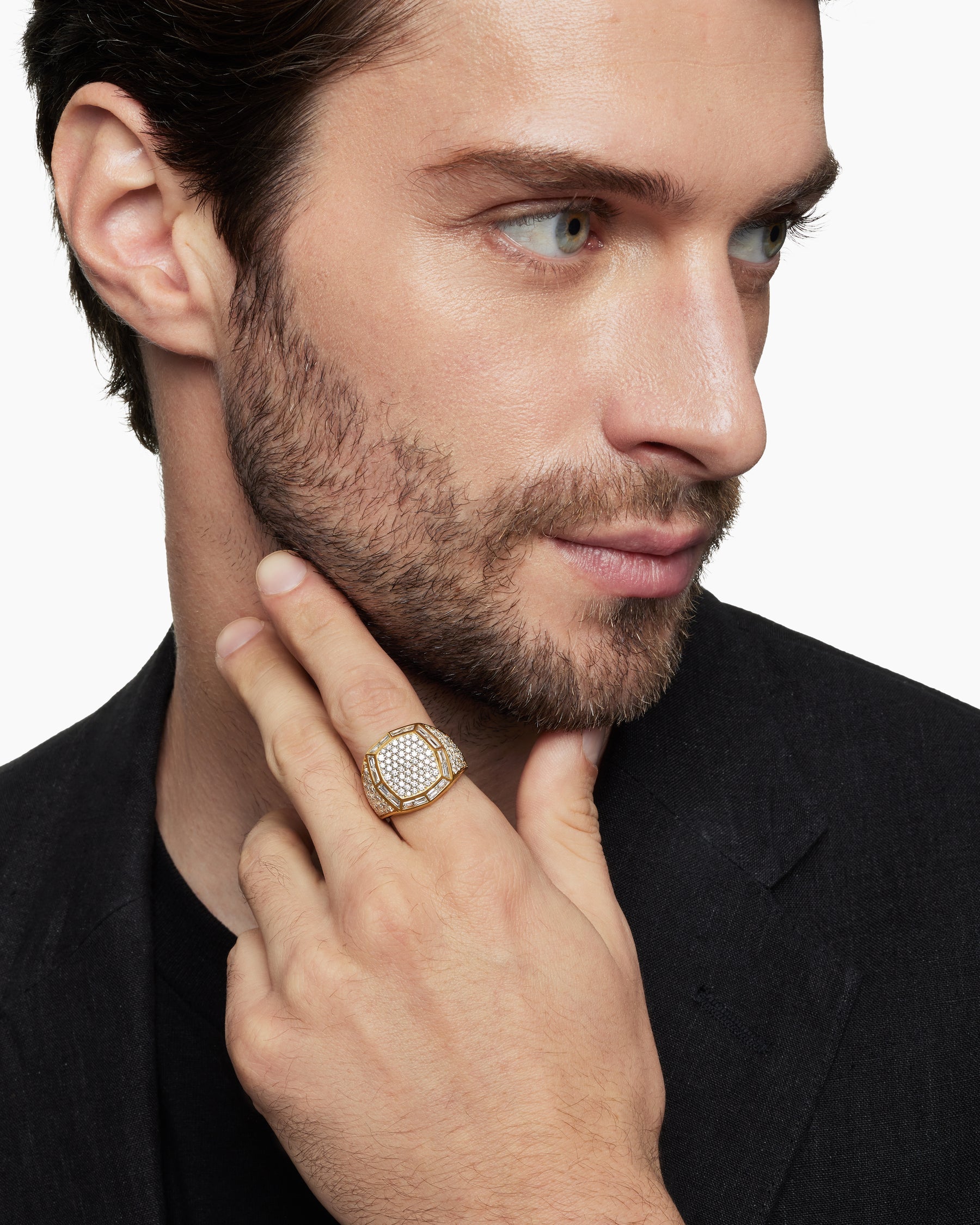 Streamline® Signet Ring in 18K Yellow Gold with Diamonds, 25mm