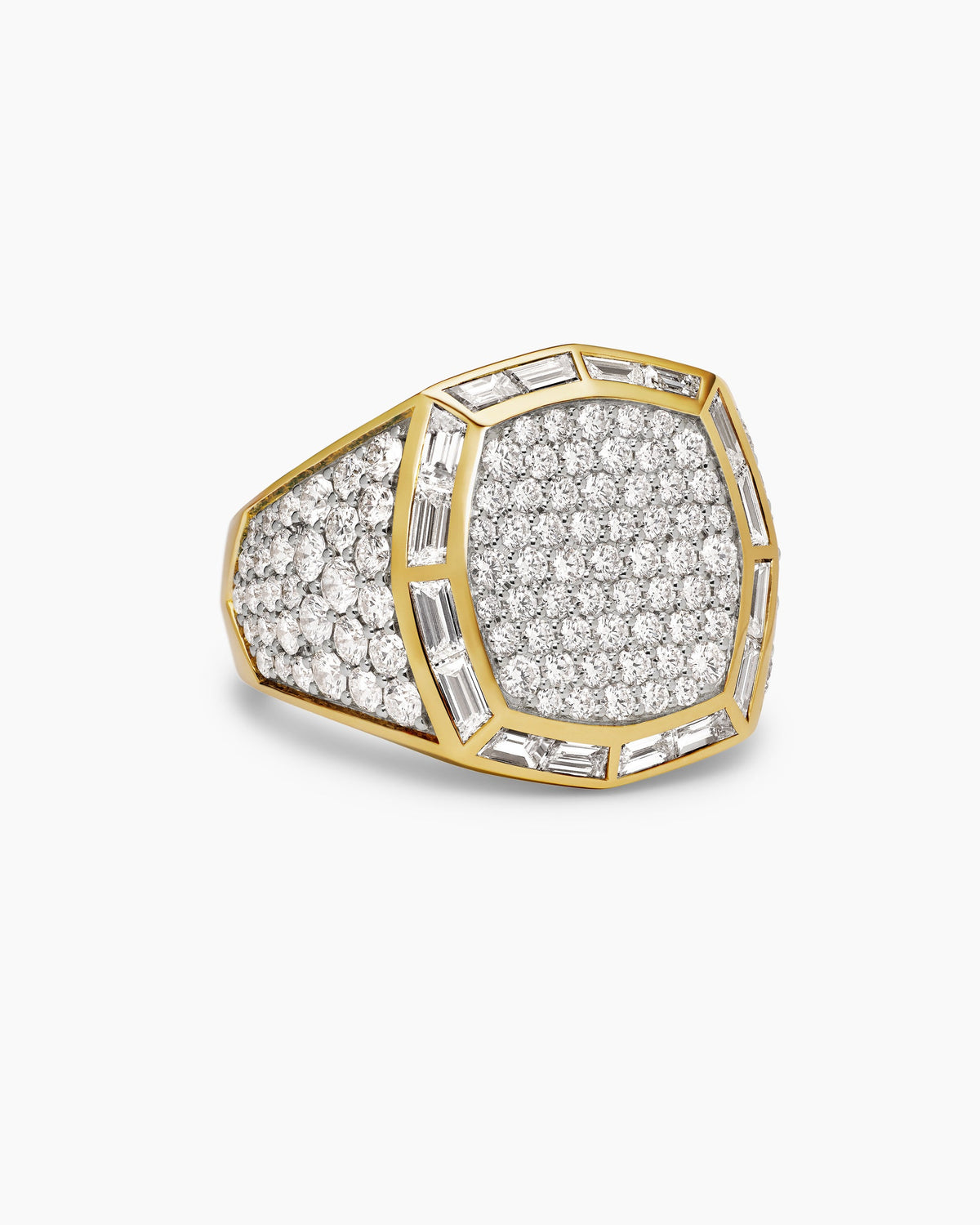 Streamline® Signet Ring in 18K Yellow Gold with Diamonds, 25mm