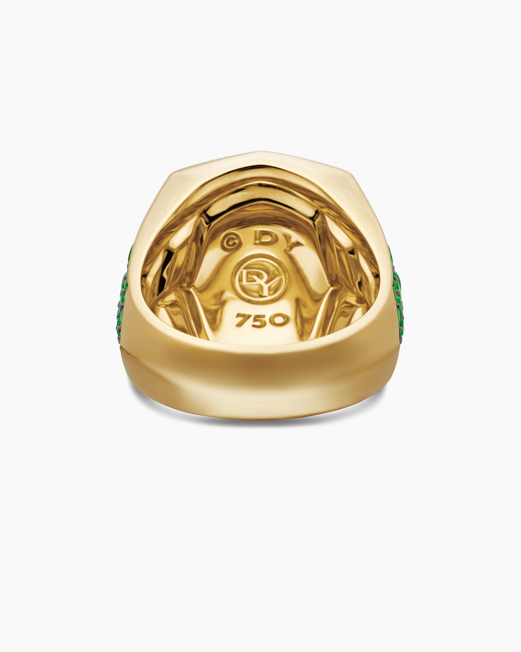 Streamline® Signet Ring in 18K Yellow Gold with Emeralds, 25mm