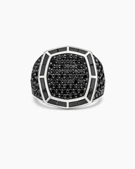 Streamline® Signet Ring in 18K White Gold with Black Diamonds, 25mm