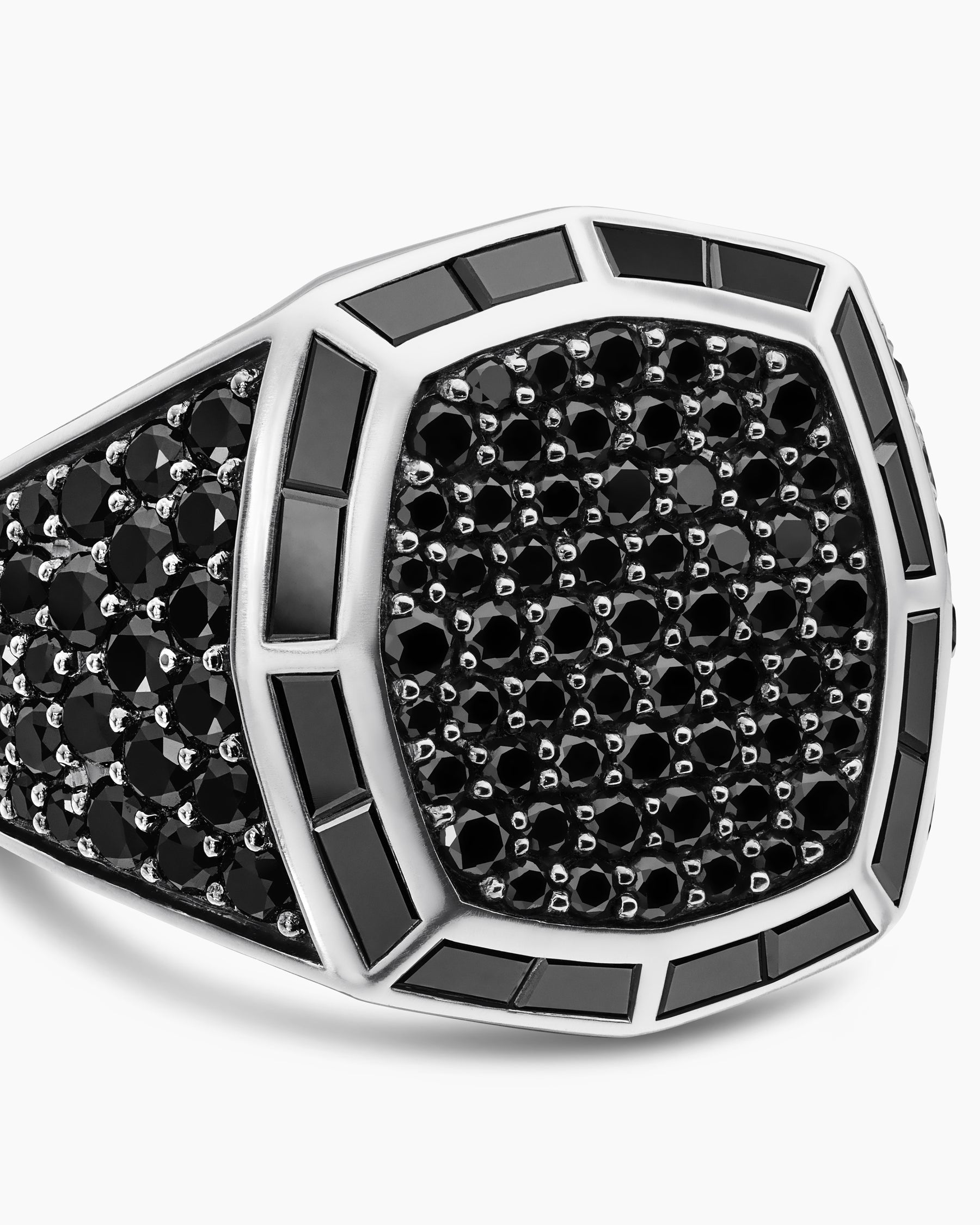 Streamline® Signet Ring in 18K White Gold with Black Diamonds, 25mm