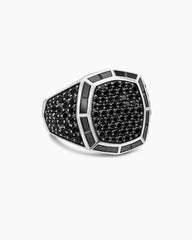 Streamline® Signet Ring in 18K White Gold with Black Diamonds, 25mm