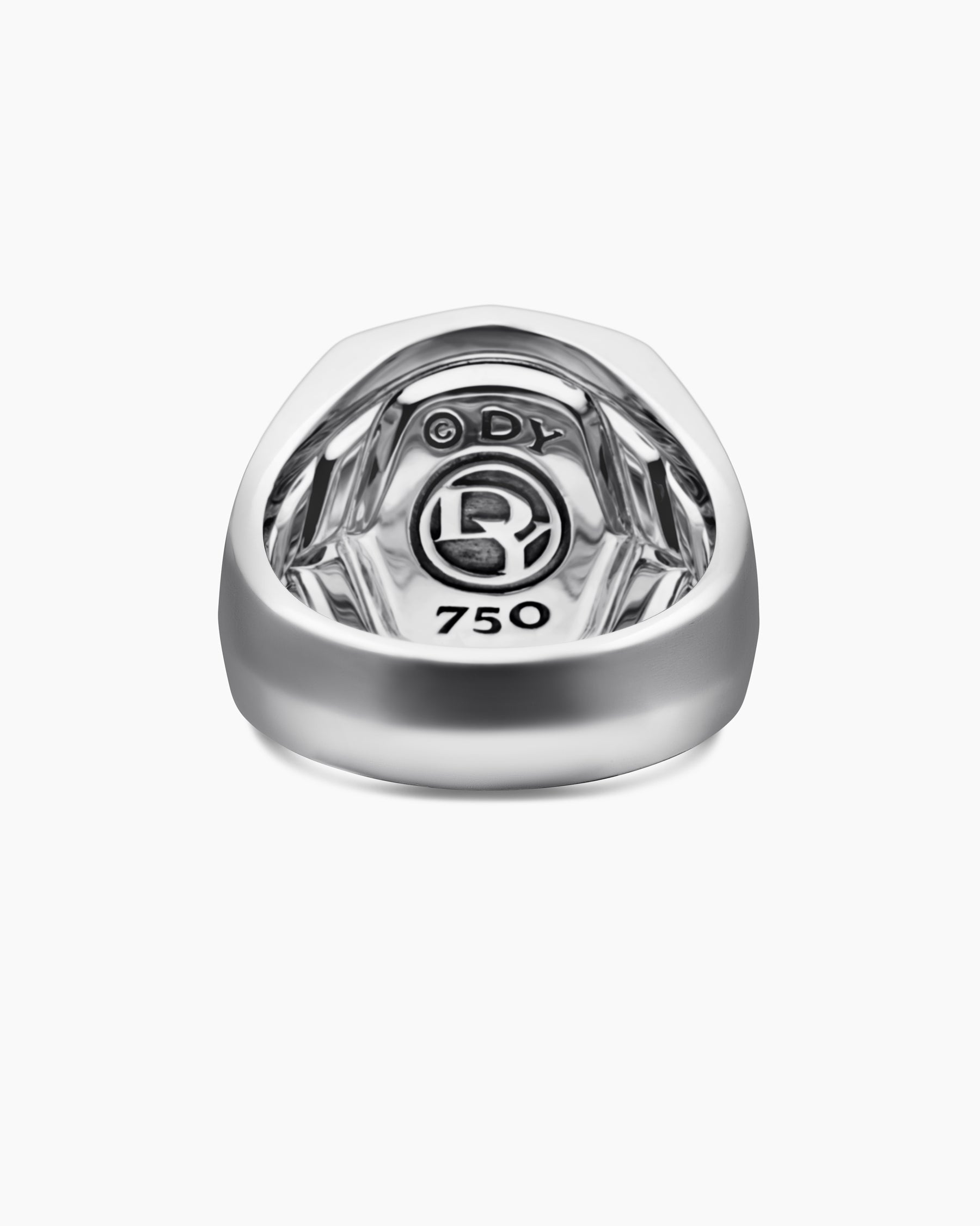 Streamline® Signet Ring in 18K White Gold with Blue Sapphires, 25mm
