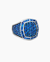 Streamline® Signet Ring in 18K White Gold with Blue Sapphires, 25mm