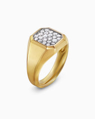 Streamline® Signet Ring in 18K Yellow Gold with Diamonds, 14mm