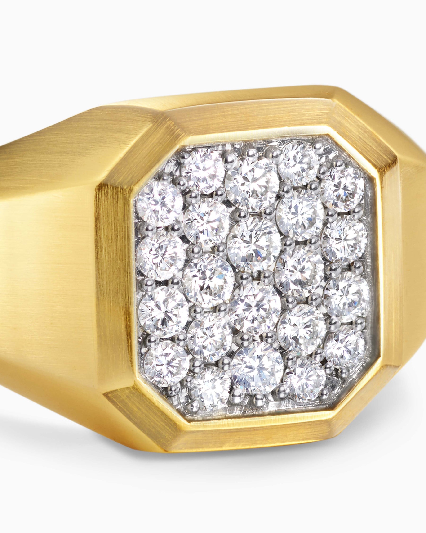 Streamline® Signet Ring in 18K Yellow Gold with Diamonds, 14mm