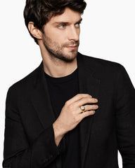 Streamline® Signet Ring in 18K Yellow Gold with Diamonds, 14mm