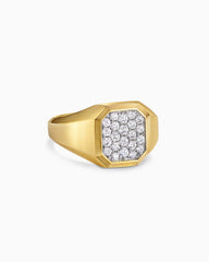 Streamline® Signet Ring in 18K Yellow Gold with Diamonds, 14mm
