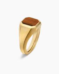 Streamline® Signet Ring in 18K Yellow Gold with Tiger’s Eye, 14mm