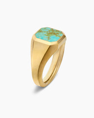 Streamline® Signet Ring in 18K Yellow Gold with Turquoise, 14mm