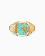 Streamline® Signet Ring in 18K Yellow Gold with Turquoise, 14mm