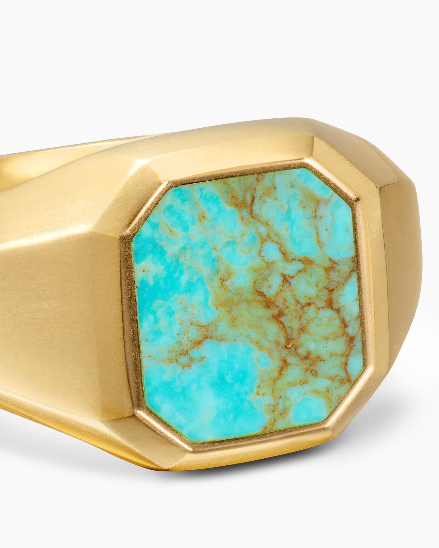 Streamline® Signet Ring in 18K Yellow Gold with Turquoise, 14mm