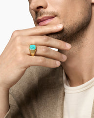 Streamline® Signet Ring in 18K Yellow Gold with Turquoise, 14mm