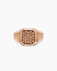 Streamline® Signet Ring in 18K Rose Gold with Cognac Diamonds, 14mm