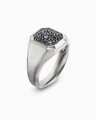 Streamline® Signet Ring in Sterling Silver with Black Diamonds, 14mm