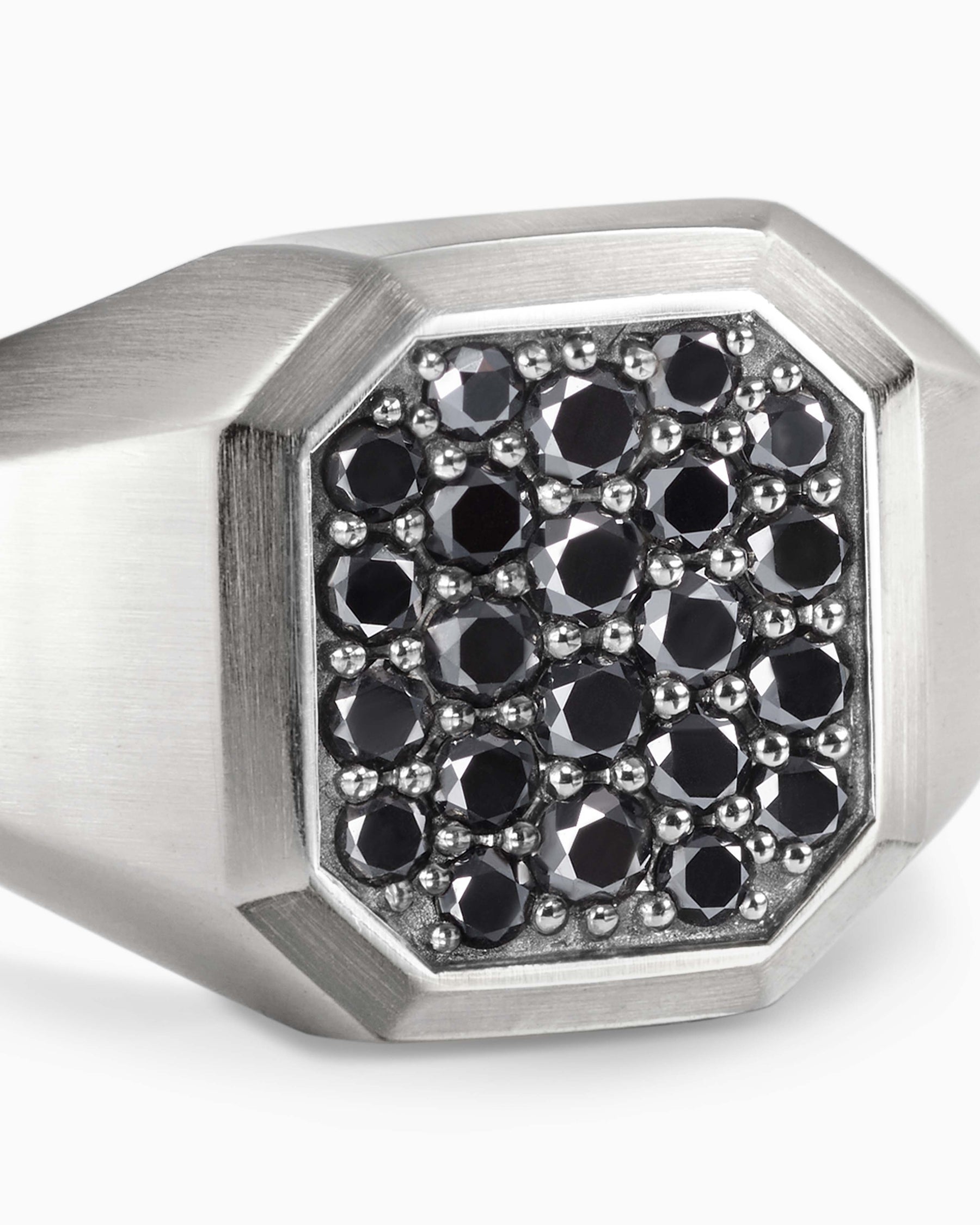 Streamline® Signet Ring in Sterling Silver with Black Diamonds, 14mm