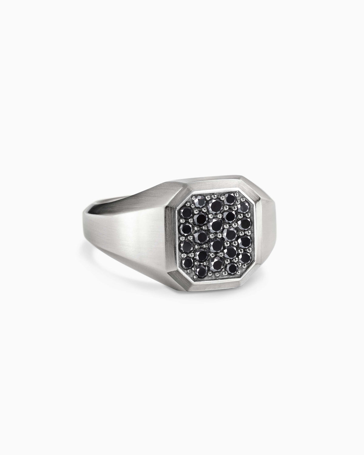 Streamline® Signet Ring in Sterling Silver with Black Diamonds, 14mm