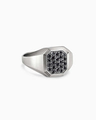 Streamline® Signet Ring in Sterling Silver with Black Diamonds, 14mm