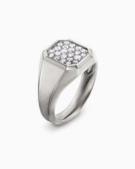 Streamline® Signet Ring in Sterling Silver with Diamonds, 14mm