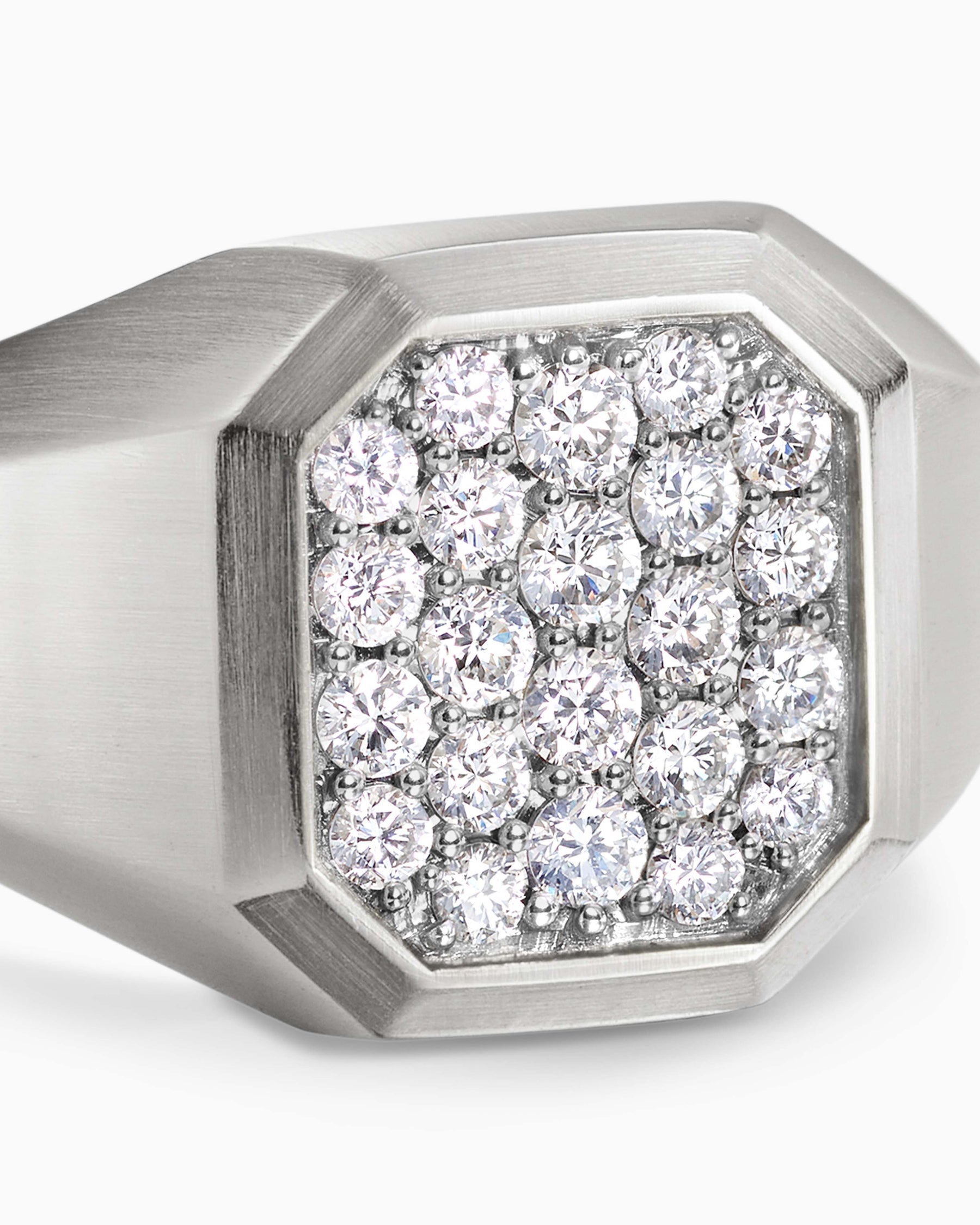 Streamline® Signet Ring in Sterling Silver with Diamonds, 14mm