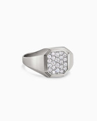 Streamline® Signet Ring in Sterling Silver with Diamonds, 14mm