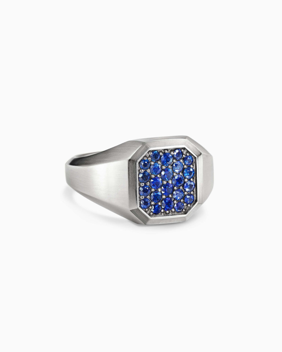 Streamline® Signet Ring in Sterling Silver with Blue Sapphires, 14mm