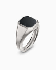 Streamline® Signet Ring in Sterling Silver with Black Onyx, 14mm