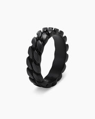 Curb Chain Band Ring in Black Titanium, 6mm