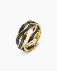DY Helios™ Band Ring in 18K Yellow Gold with Forged Carbon, 9mm